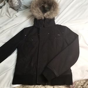 COPY - TNA Aritzia fur lined black coat